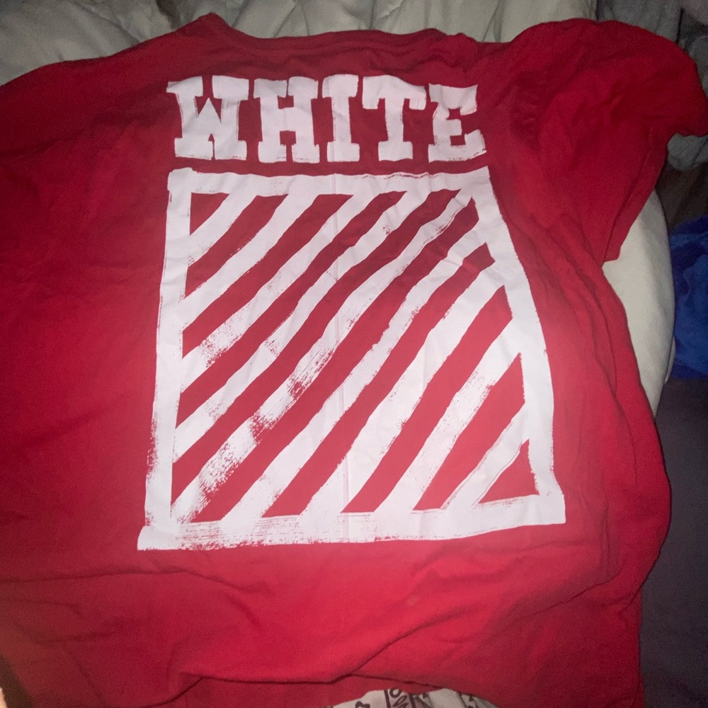 Off white c/o Virgil Abloh Brushed Diagonal Red T Shirt Over sized M AUTHENTIC - Picture 5 of 6